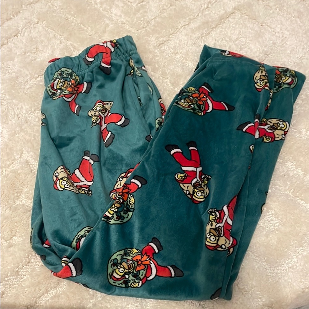 Festive Green Joggers with Santa Print